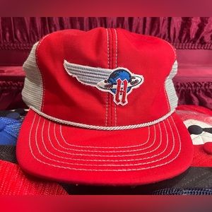 Vintage DeLong Halliburton Oil Brand Patch Mesh Trucker Rope Hat Cap SnapBack